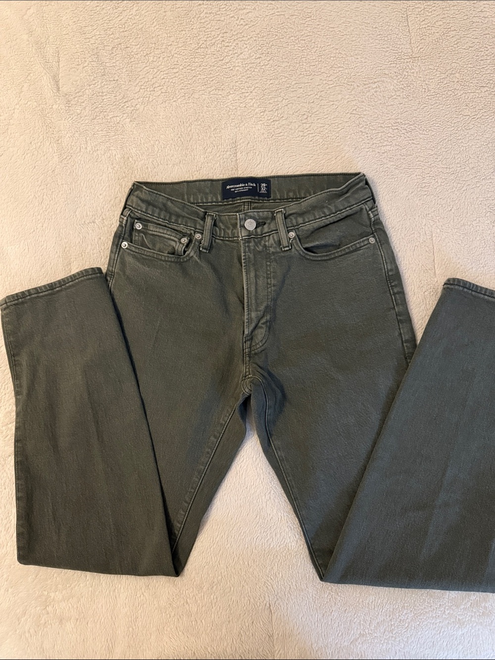Men's Abercrombie Vintage Olive Green Straight Jeans, 29x32
